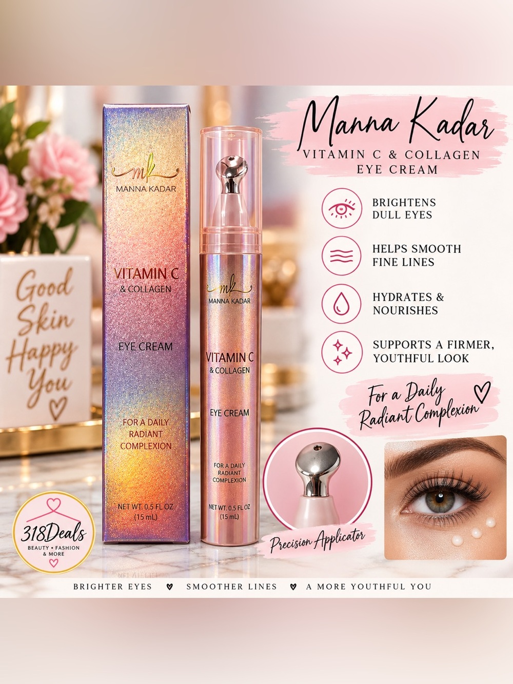 Manna Kadar Eye Cream — Iridescent Pink Gold Pearl